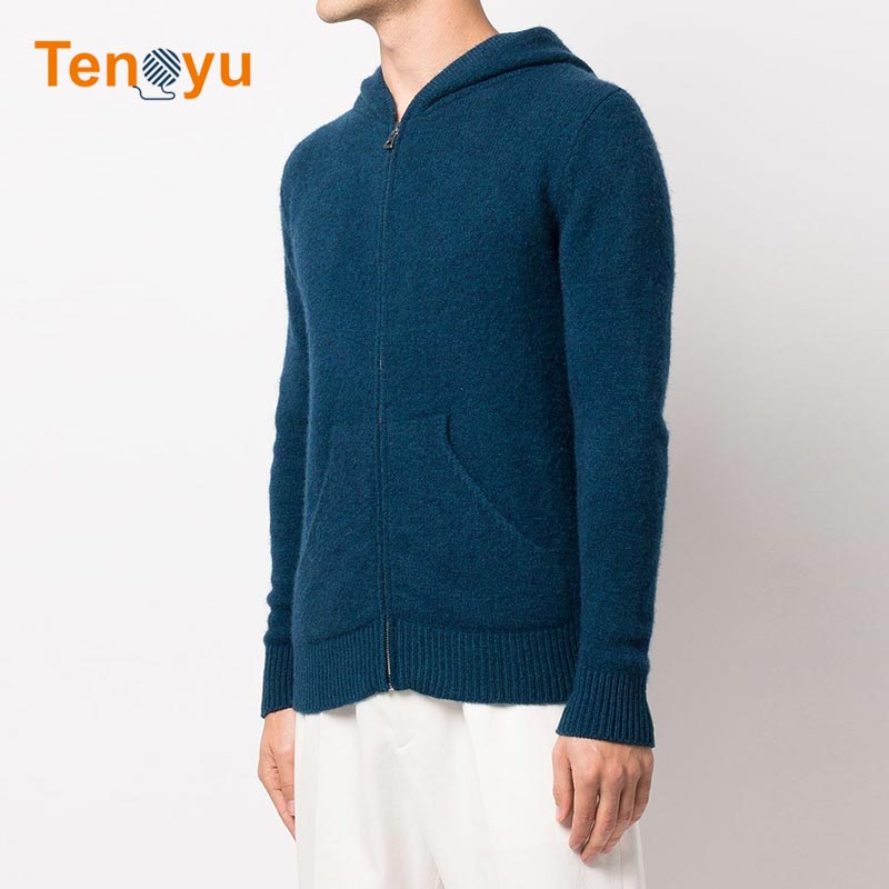 OEM/ODM Custom Fall Zip Men Knitted Hooded Sweater