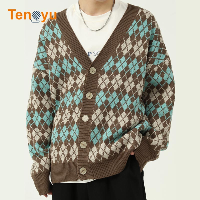 OEM/ODM Custom Sleeve Striped Knit Cardigan Sweater