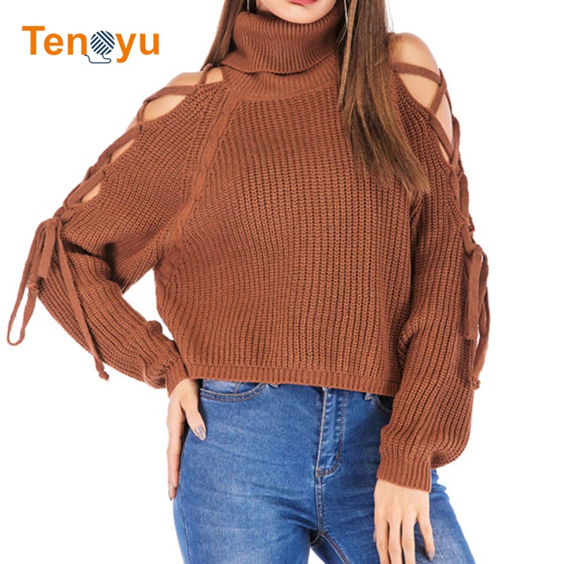 OEM/ODM Women's Sexy Off Shoulder Turtleneck Sweater