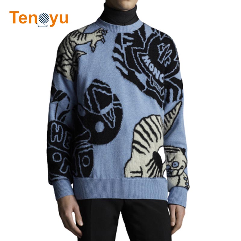 OEM/ODM Knit Factory Custom Tiger Jacquard Sweater